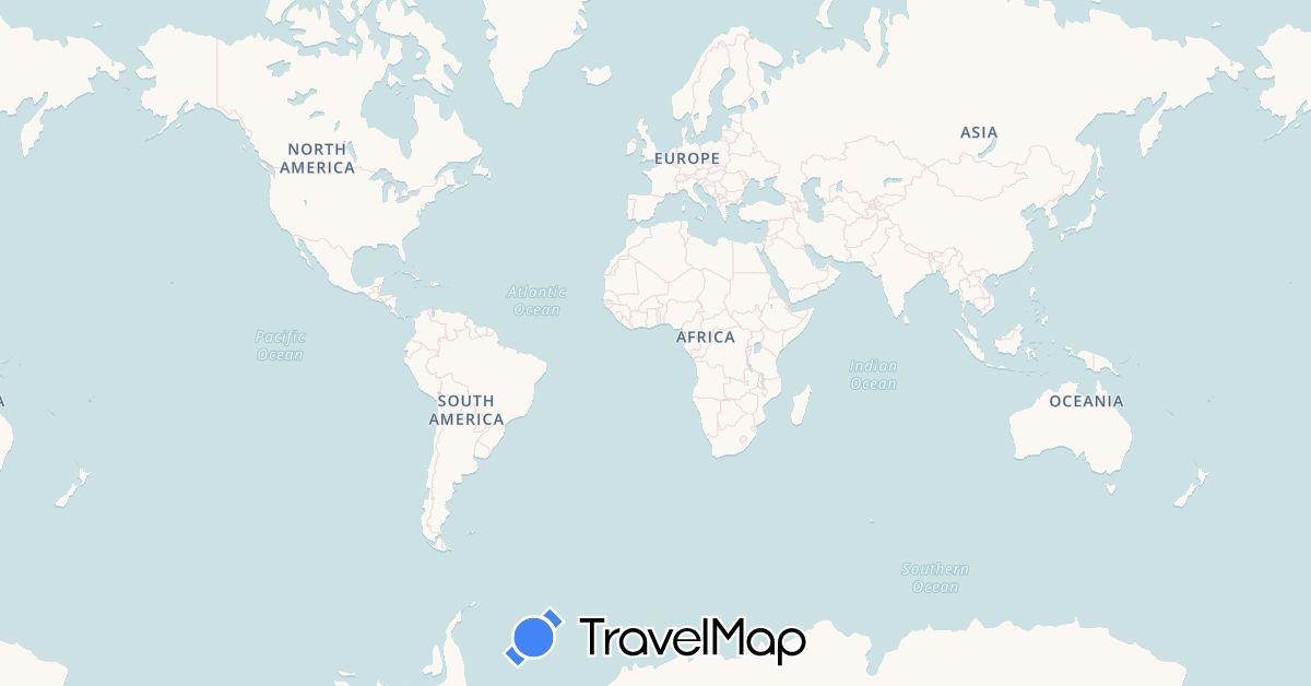 TravelMap itinerary: plane in Australia, Curaçao, Spain, Japan, Morocco, Mexico (Africa, Asia, Europe, North America, Oceania, South America)
